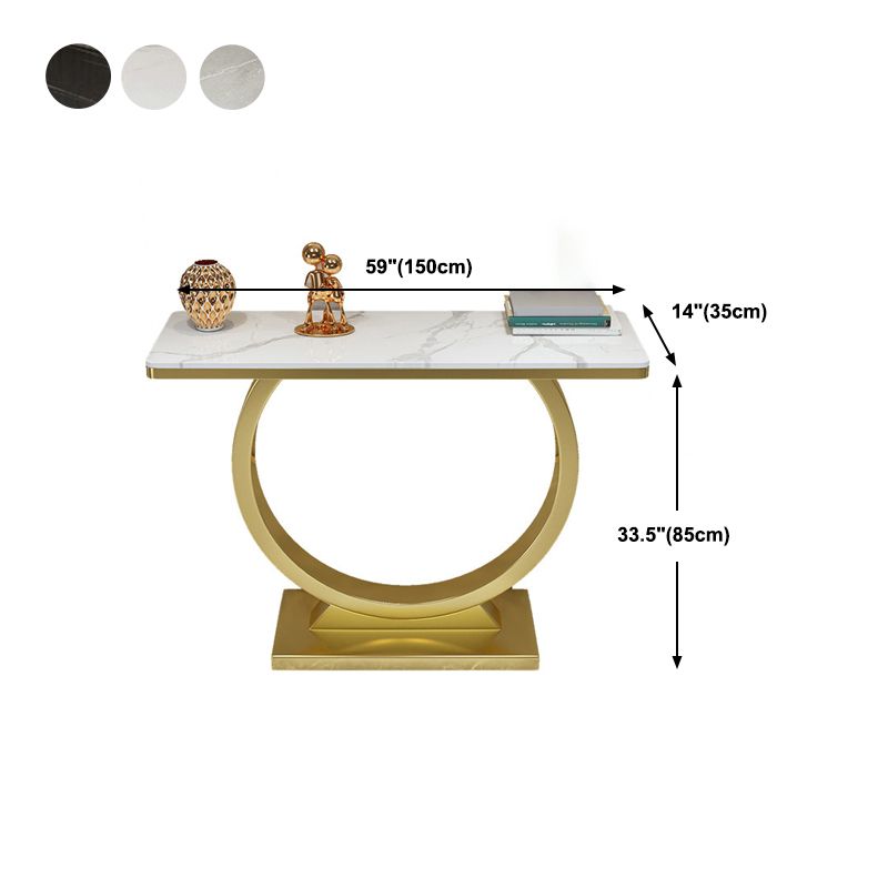 Glam Stone Console Sofa Table Rectangle Console Accent Table for Hall Clearhalo 'Console Tables' 'console_tables' 'Entry & Mudroom Furniture' 'furn' 'furn_console_tables' 'Furniture' 1200x1200_54965604-1419-4303-aee8-fcf4da70b950