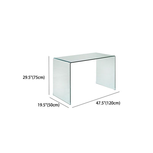 Modern Glass Office Desk Rectangular Sled Office Desk in Black and White