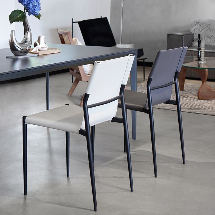 Faux Leather and Metal Dining Room Chair Contemporary Side Chair Clearhalo 'Dining Chairs' 'Dining Tables & Seating' 'dining_chair' 'furn' 'furn_dining_chair' 'Furniture' 'Kitchen & Dining Furniture' 1200x1200_54974c2b-97b3-49a6-9b86-062711336648