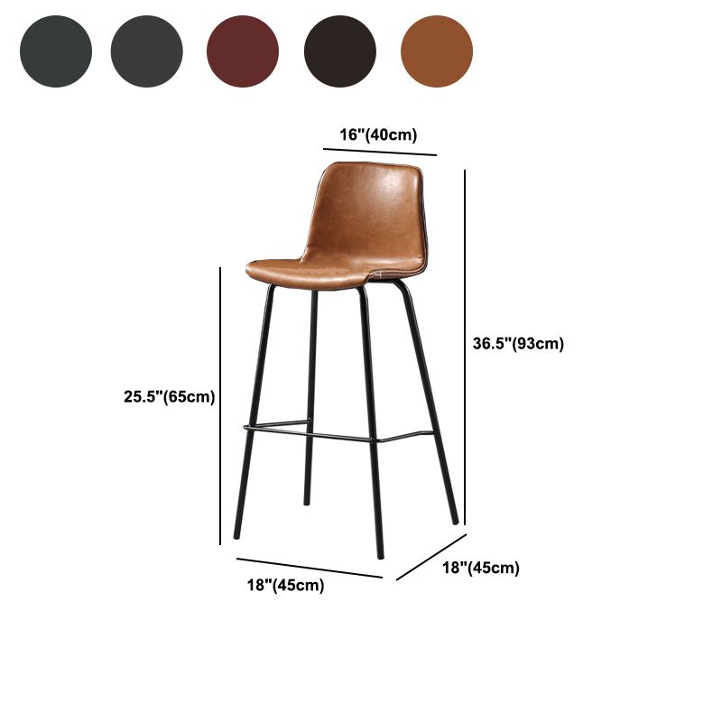 Industrial Indoor Bucket Counter Bar Stool Footrest Faux Leather Bar Stool