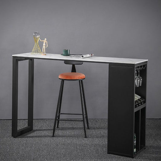 Industrial Style Rectangle Bar Table 42-inch Height Iron Pedestal Bistro Table Clearhalo 'Bar Furniture' 'Bar Tables' 'bar_tables' 'furn' 'furn_bar_tables' 'Furniture' 'furniture_bar_tables' 'Kitchen & Dining Furniture' 1200x1200_5498330a-267a-40cc-94f9-2eac4a1e05ba