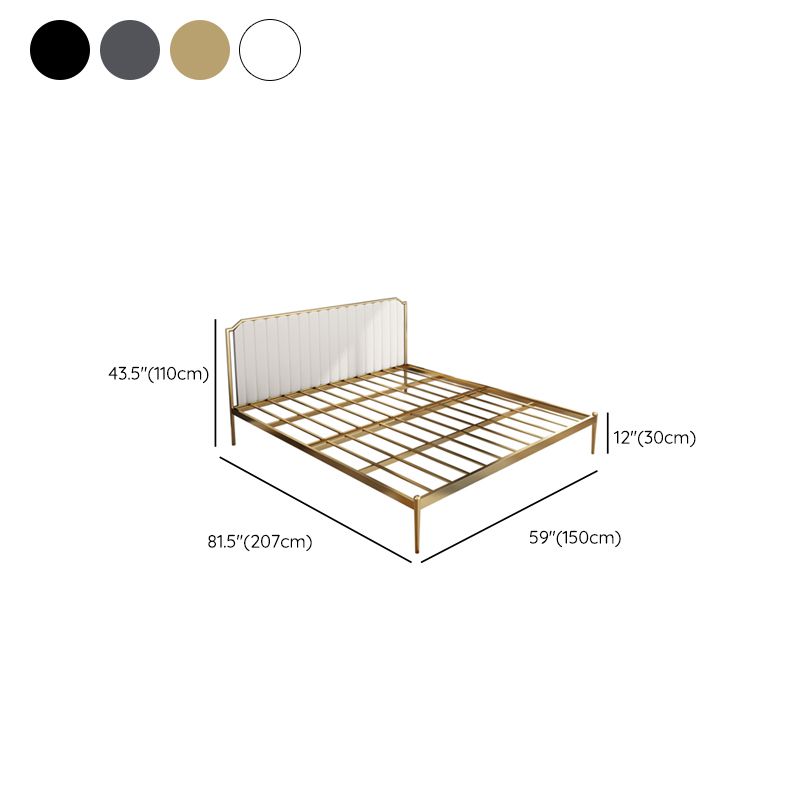 Leather Upholstered Platform Bed Luxurious Metal Tall Bed Frame Clearhalo 'Bedroom Furniture' 'Beds' 'furn' 'furn_beds' 'Furniture' 1200x1200_549858f8-a7c5-4888-a708-e23a05537f40