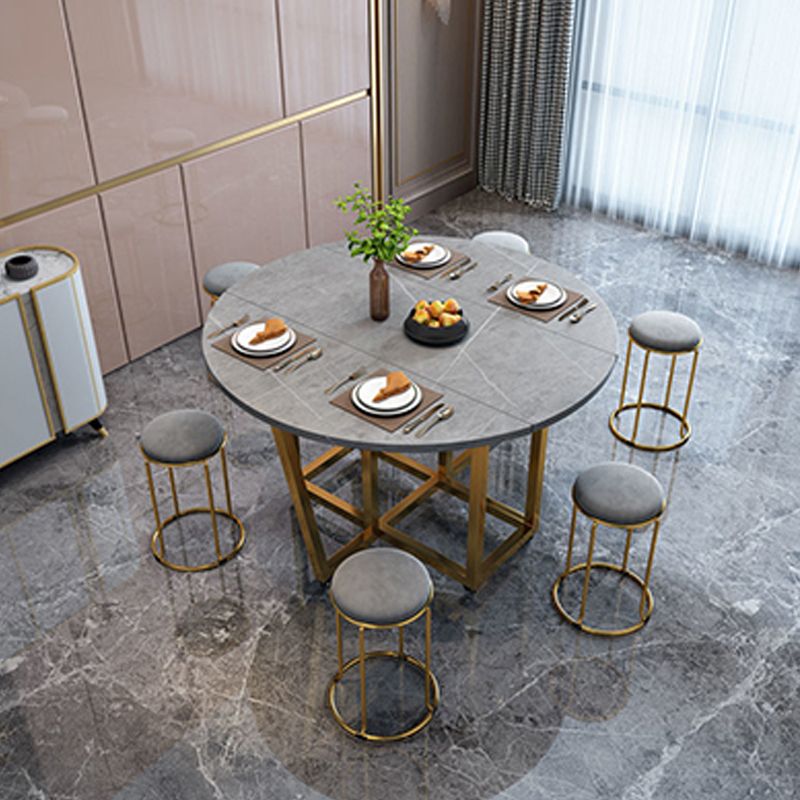 Modern Style Dining Table Sintered Stone Drop-Leaf Dining Table with Gold Frame Clearhalo ' dining_table' 'Dining Tables & Seating' 'Dining Tables' 'furn' 'furn_dining_table' 'Furniture' 'furniture_dining_table' 'Kitchen & Dining Furniture' 'kitchen&dining_furn' 'kitchen' 'kitchen_dining_table' 1200x1200_549861de-db9b-41d2-b6b5-6c28cd709b4d