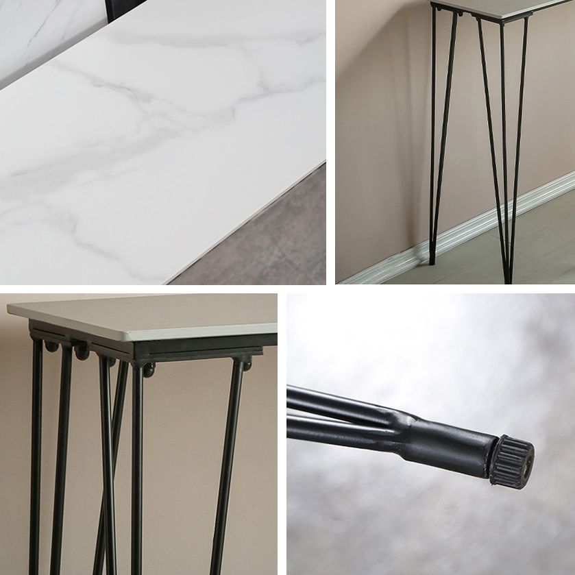 Industrial Black Iron Bar Table Faux Marble Rectangle Top 41.3"H Bistro Table with 4 Legs Clearhalo 'Bar Furniture' 'Bar Tables' 'bar_tables' 'furn' 'furn_bar_tables' 'Furniture' 'furniture_bar_tables' 'Kitchen & Dining Furniture' 1200x1200_549a56ff-72cd-4465-97e5-50c9745fa0a4