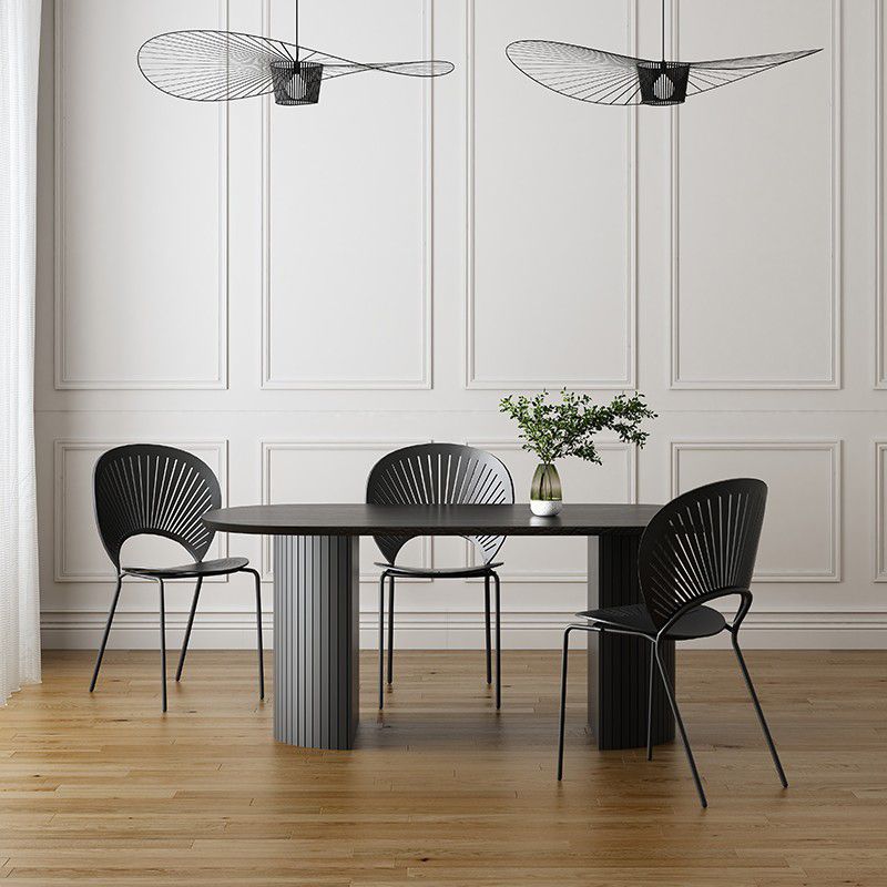 Sintered Stone Double Pedestal Table Simplicity Dining Table Oval for Home Clearhalo ' dining_table' 'Dining Tables & Seating' 'Dining Tables' 'furn' 'furn_dining_table' 'Furniture' 'furniture_dining_table' 'Kitchen & Dining Furniture' 'kitchen&dining_furn' 'kitchen' 'kitchen_dining_table' 1200x1200_549b027d-672d-4010-a0fb-45065536c271