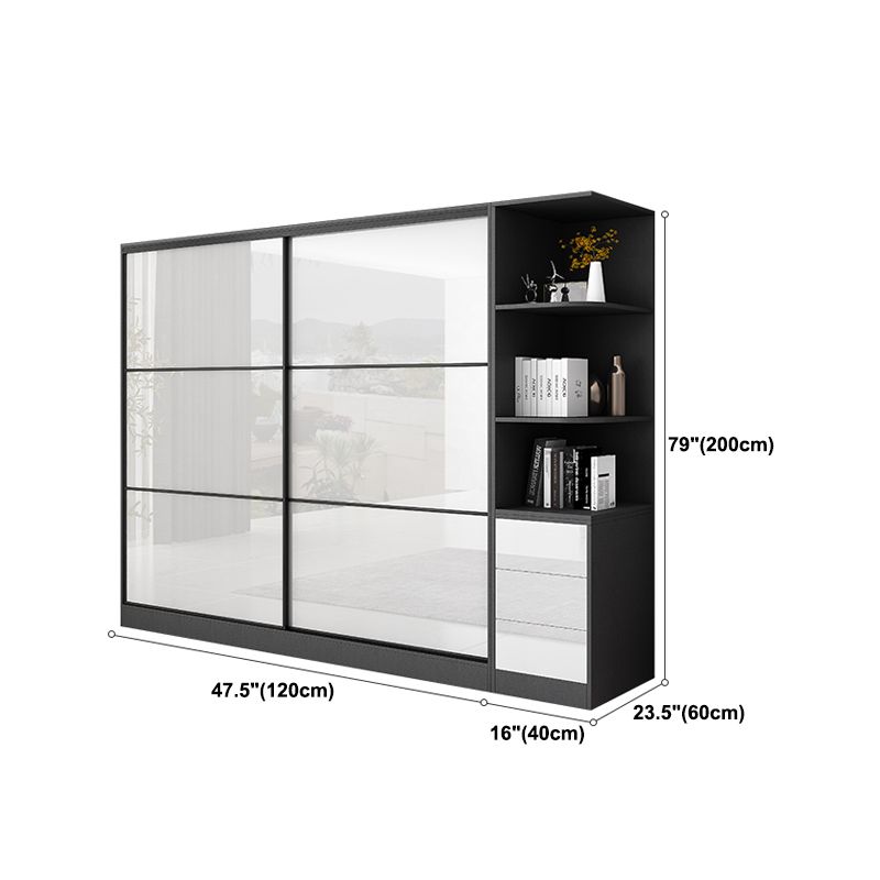 White and Black Wardrobe Armoire Engineered Wood Wardrobe Closet Clearhalo 'Armoires & Wardrobes' 'armoires_wardrobes' 'Bedroom Furniture' 'furn' 'furn_armoires_wardrobes' 'Furniture' 1200x1200_549ba9e4-6a18-4864-853b-3ddd56c14567