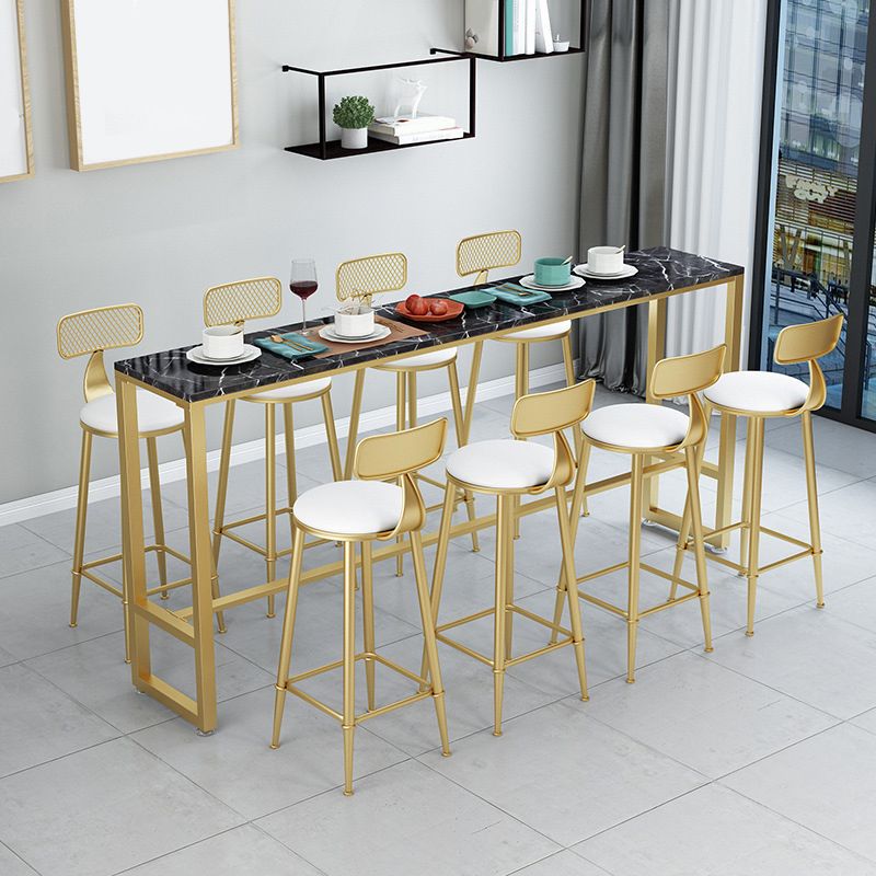 Metal Base Bar Table Rectangular Stone Top Bistro Pub Table with Gold Base Clearhalo 'Bar Furniture' 'Bar Tables' 'bar_tables' 'furn' 'furn_bar_tables' 'Furniture' 'Kitchen & Dining Furniture' 1200x1200_549c1c36-896c-46c3-8fa9-066ec29944dc
