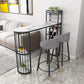 Glam White Stone Bar Dining Table Iron Double Pedestal Bistro Table with Wine Rack Clearhalo 'Bar Furniture' 'Bar Tables' 'bar_tables' 'furn' 'furn_bar_tables' 'Furniture' 'furniture_bar_tables' 'Kitchen & Dining Furniture' 'kitchen&dining_furn' 'kitchen' 1200x1200_549c6339-15eb-4205-83d4-db58b2803ae1