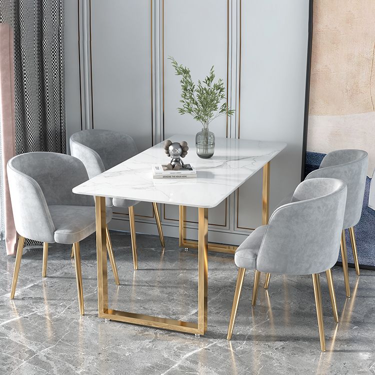 Glam Iron Dining Table Set 1/2/5 Pieces Rectangle White Sintered Stone Top Dinette Set Clearhalo 'Dining Room Sets' 'Dining Tables & Seating' 'dining_room_set' 'furn' 'furn_dining_room_set' 'Furniture' 'furniture_dining_room_set' 'Kitchen & Dining Furniture' 1200x1200_549ce394-75e3-4167-ba52-91a089db9137