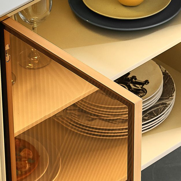 Sideboard -Glastüren im Glam -Stil Steinseitenbrett mit Schränken