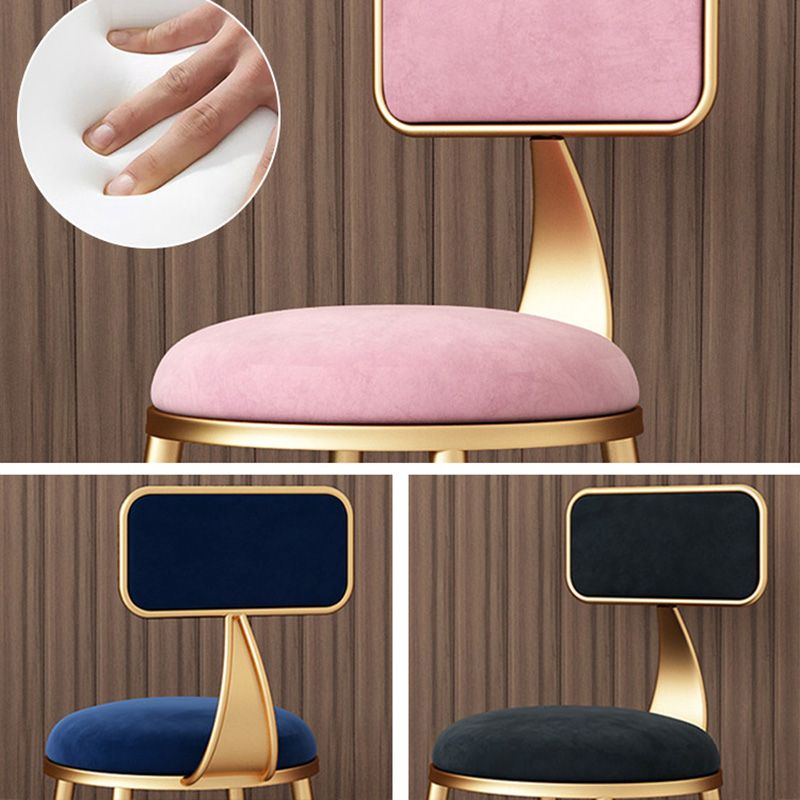 Glam Round Upholstered Counter Stool Low Back Stool with Gold Frame Clearhalo 'Bar Furniture' 'Bar Stools' 'bar_stools' 'furn' 'furn_bar_stools' 'Furniture' 'Kitchen & Dining Furniture' 1200x1200_549d636b-53eb-4104-9b77-9d3975f995e8