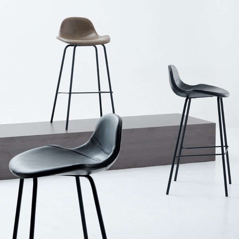 Contemporary Footrest Low Back Bar Stool Leather Counter Stool for Living Room Clearhalo 'Bar Furniture' 'Bar Stools' 'bar_stools' 'furn' 'furn_bar_stools' 'Furniture' 'Kitchen & Dining Furniture' 1200x1200_549fc30c-977a-48fb-9c67-3080c22d9fba