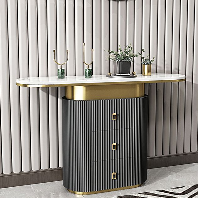 Tavolo da tavolo da divano in marmo di glam ovale tavolo da divano con cassetto per Hall