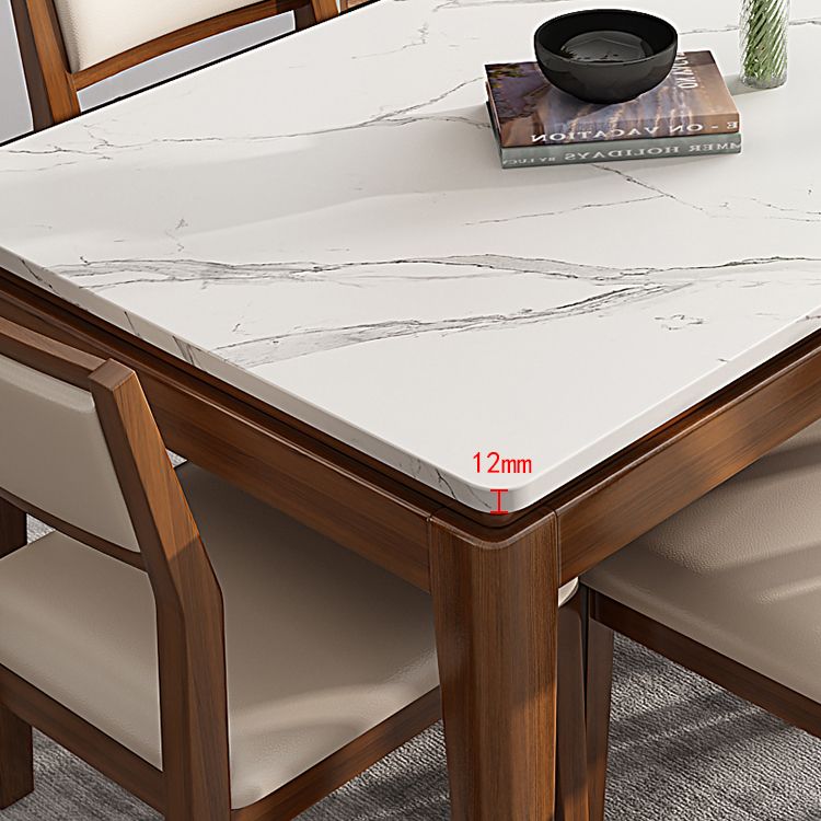 Modern Style Dining Table Set White Sintered Stone Dining Table with Solid Wood Base Clearhalo 'Dining Room Sets' 'Dining Tables & Seating' 'dining_room_set' 'Furniture' 'furniture_dining_room_set' 'Kitchen & Dining Furniture' 'kitchen&dining_furn' 'kitchen' 1200x1200_54a147e8-3c04-47a4-b81a-68be89037394