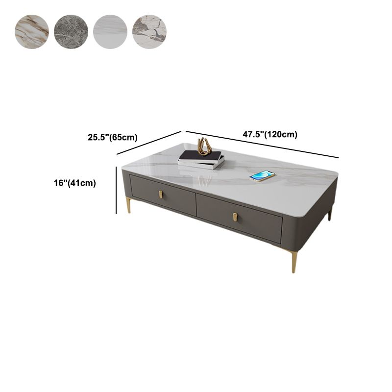 47.2" W x 25.6" D x 16.14" H Stone Coffee Table 4 Legs Cocktail Table