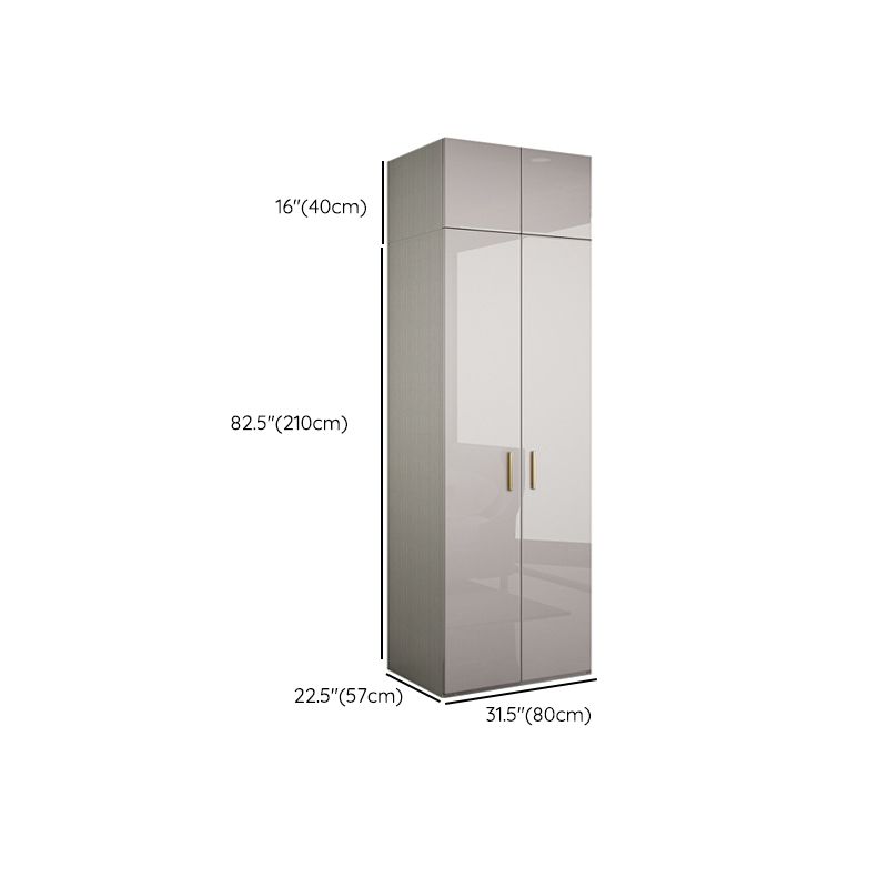 Engineered Wood Armoire Modern Mirrored Grey Wardrobe Closet with Garment Rod