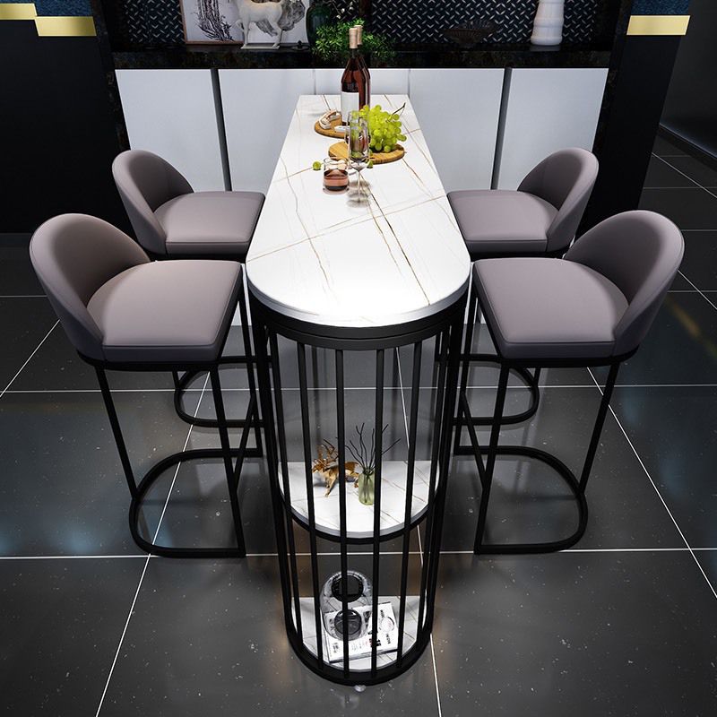 Stone White Bar Table Traditional Luxury Bar Dining Table with Sled Base Clearhalo 'Bar Furniture' 'Bar Tables' 'bar_tables' 'furn' 'furn_bar_tables' 'Furniture' 'furniture_bar_tables' 'Kitchen & Dining Furniture' 1200x1200_54a37db9-09f1-41bc-ac9b-7824fe28fdd1