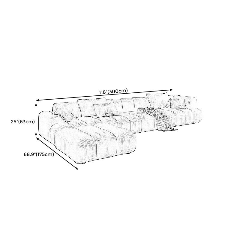 Velvet Round Arm Sectionals 24.8"High Tight Back Sofa with 4 Pillows Clearhalo 'furn' 'furn_sectionals' 'Furniture' 'Living Room Furniture' 'Sectionals' 1200x1200_54a4d29c-0e7f-4e12-9cfb-fcbfde88750e