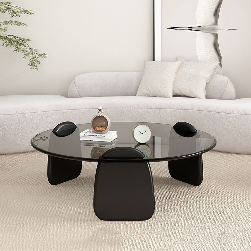 Glass Top Coffee Table Contemporary 3 Legs Coffee Cocktail Table Clearhalo 'Coffee & Accent Tables' 'Coffee Tables' 'coffee_tables' 'furn' 'furn_coffee_tables' 'Furniture' 'Living Room Furniture' 1200x1200_54a4eac8-e6d0-44fd-a68d-fab5646b5c9f