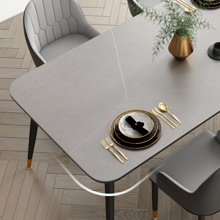 Modern Rectangle Dining Table Set 1/2/5/7 Pieces Grey Sintered Stone Top Dinette Set Clearhalo 'Dining Room Sets' 'Dining Tables & Seating' 'dining_room_set' 'furn' 'furn_dining_room_set' 'Furniture' 'furniture_dining_room_set' 'Kitchen & Dining Furniture' 1200x1200_54a81188-e4f8-459e-820f-886d70d5c415