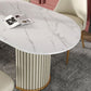 Modern Sintered Stone Oval Table Dining Table with White/Orange Double Pedestal Clearhalo ' dining_table' 'Dining Tables & Seating' 'Dining Tables' 'Furniture' 'furniture_dining_table' 'Kitchen & Dining Furniture' 'kitchen&dining_furn' 'kitchen' 'kitchen_dining_table' 1200x1200_54a86bae-576d-401b-b960-2846cb4d7dfa