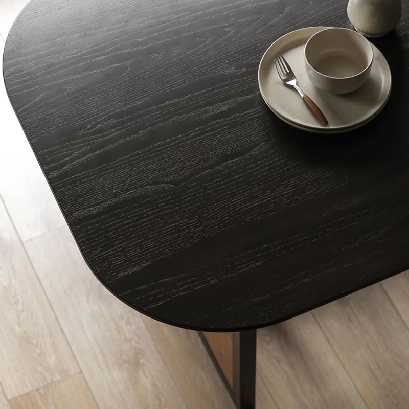 Modern Ash Wood Dining Table Oval Wooden Table with Double Pedestal in Black Clearhalo 'Dining Tables & Seating' 'Dining Tables' 'dining_table' 'furn' 'furn_dining_table' 'Furniture' 'Kitchen & Dining Furniture' 1200x1200_54a92e8d-eaad-40ec-9853-fabc8afe6a01