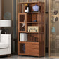 Modern Bamboo Bookshelf Brown Closed Back Shelf Bookcase With Cabinets