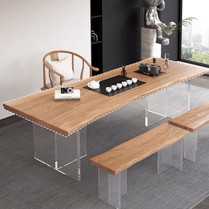 Escritorio de oficina moderno de 30 "H escritorio de oficina acrílico de madera maciza natural