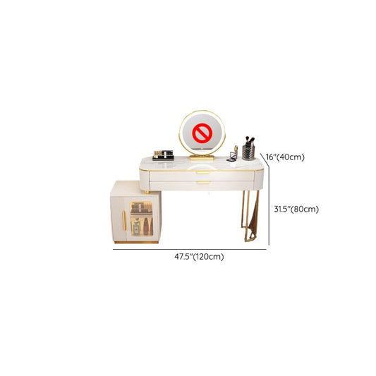 Tavolo da toeletta da vanità in stile glam con 2 cassetti e top in pietra