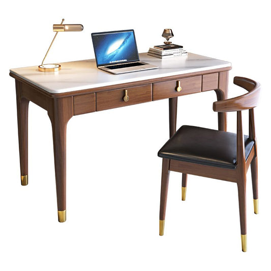 Glam Style Computer Desk Rectangular 2 Drawers Writing Desk , 29.5" High Clearhalo 'furn' 'furn_office_desk' 'Furniture' 'Office Desks' 'Office Furniture' 'office_desk' 1200x1200_54ada95a-a09f-44af-b98b-de69c5a59a37