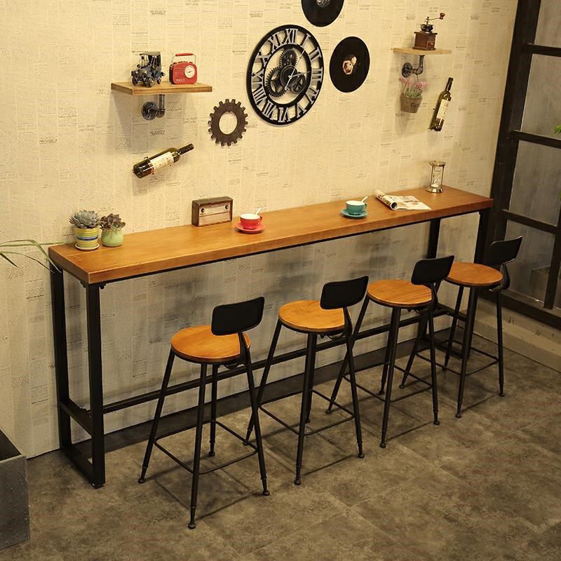 Set tavolo da bar industriale 1/5/7/9 pezzi Tavolo da banco rettangolare in legno di pino con sgabelli alti