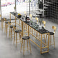 Rectangle Bar Dining Table Contemporary Bar Table with Trestle Base in Gold