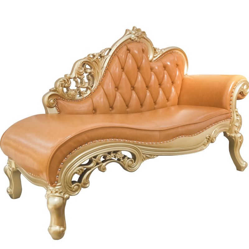 Genuine Leather Accent Chair Traditional Solid Wood Rolled Arms Chaise Clearhalo 'Chairs & Seating' 'Chaise Lounge' 'chaise_lounge' 'furn' 'furn_chaise_lounge' 'Furniture' 'Living Room Furniture' 1200x1200_54b1a43a-9f42-4f2e-a1c2-6c713fca34be