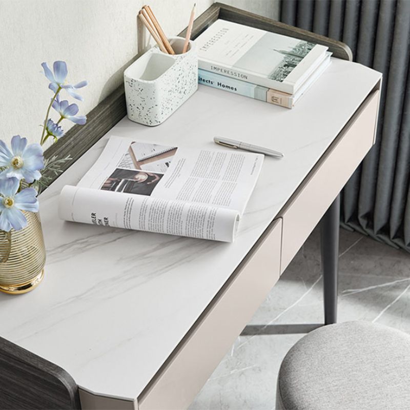 Contemporary Gray Lighted Mirror Bedroom Wood With Drawer Dressing Table