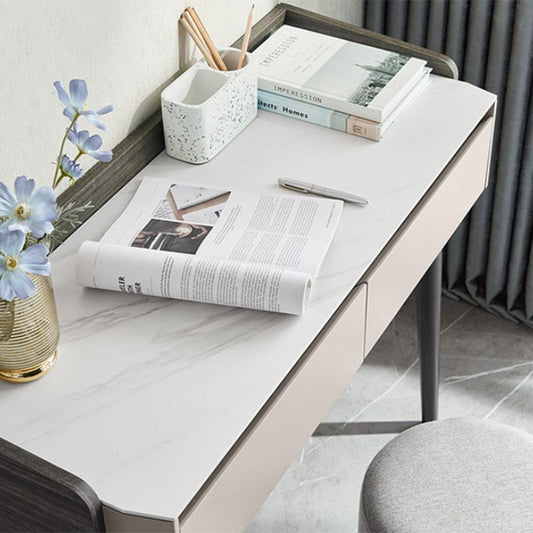 Contemporary Gray Lighted Mirror Bedroom Wood With Drawer Dressing Table