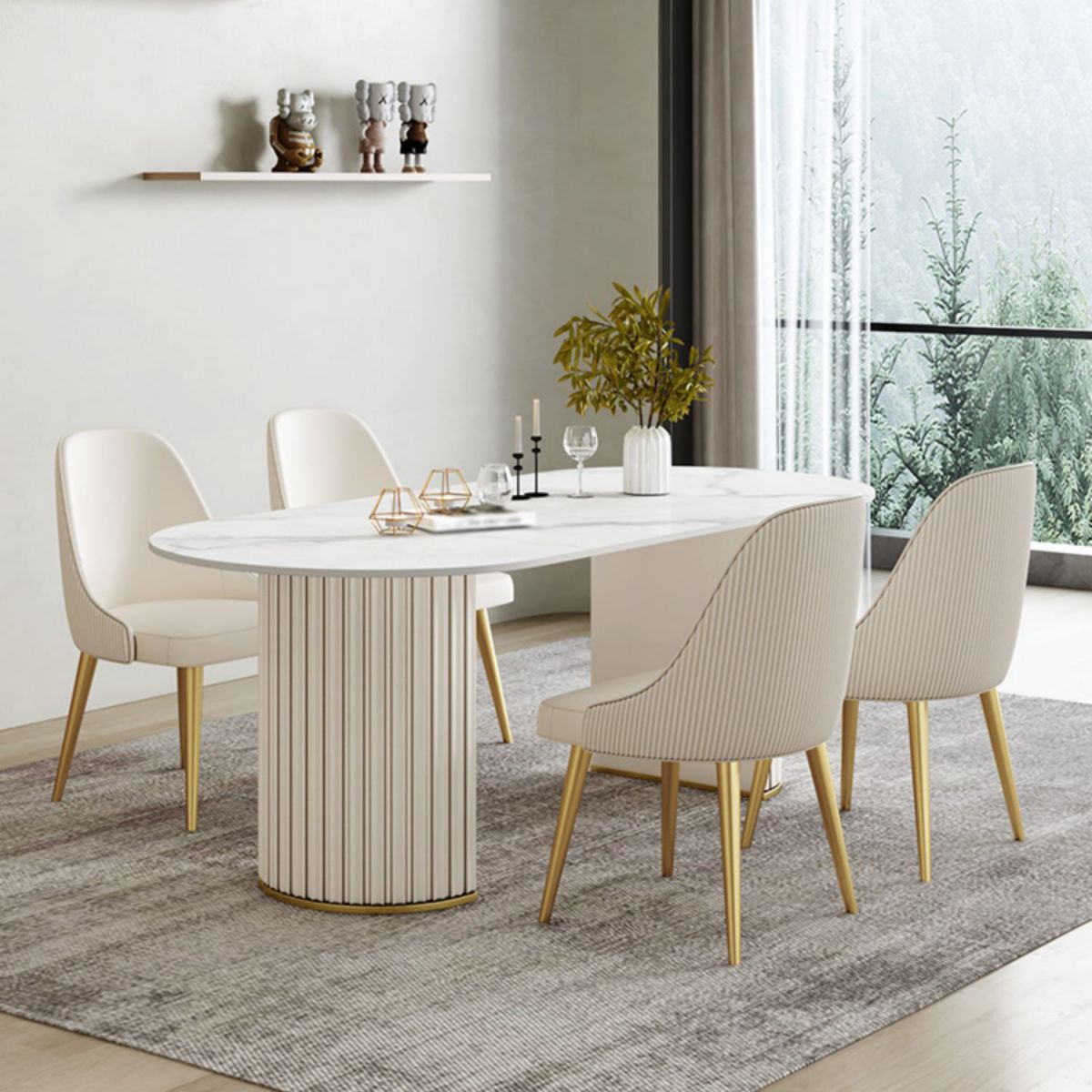 Glam 1/2/5/6/7 Pieces Dining Set Oval Sintered Stone Dining Table Set Clearhalo 'Dining Room Sets' 'Dining Tables & Seating' 'dining_room_set' 'furn' 'furn_dining_room_set' 'Furniture' 'furniture_dining_room_set' 'Kitchen & Dining Furniture' 1200x1200_54b3a92d-05b0-43e0-8e4d-23c28a4ce2d9