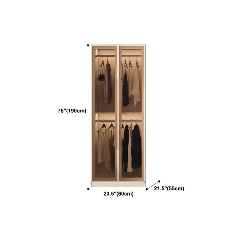 Contemporary Style Wardrobe Glass Wardrobe Closet With Shelves