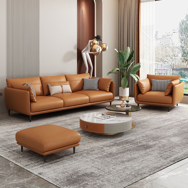 Medio de almohadas de naranja moderna almohada Top brazo asiento de cuero genuino