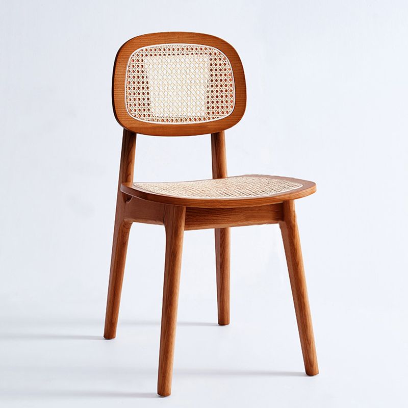 Rubber Wood Armless Dining Chairs Scandinavian Open Back Dining Side Chair