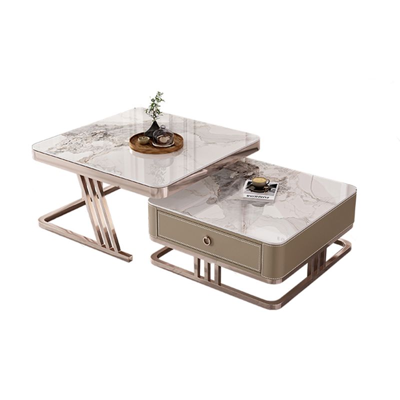Slate Square Coffee Table Frame 2 Nesting Coffee Table Set for Living Room Clearhalo 'Coffee & Accent Tables' 'Coffee Tables' 'coffee_tables' 'furn' 'furn_coffee_tables' 'Furniture' 'Living Room Furniture' 1200x1200_54b5ee9f-e4e8-41a8-a3ee-0c0a7b99fb20