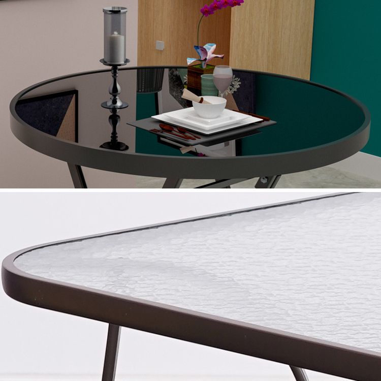 Modern Style Dining Table Glass Home Use Dining Table with Black Frame Clearhalo ' dining_table' 'Dining Tables & Seating' 'Dining Tables' 'furn' 'furn_dining_table' 'Furniture' 'furniture_dining_table' 'Kitchen & Dining Furniture' 'kitchen&dining_furn' 'kitchen' 'kitchen_dining_table' 1200x1200_54b65405-f5d7-4c31-8c75-91ac12193d71
