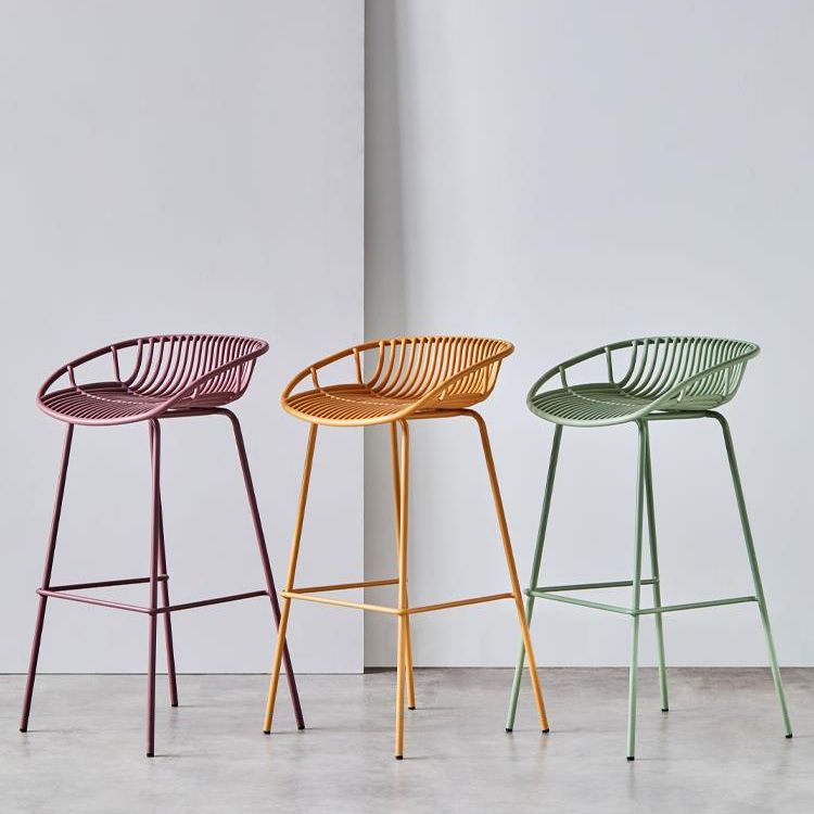 Industrial Metal Stool Metal Low Back Counter Stool in Matte Finish for Kitchen Clearhalo 'Bar Furniture' 'Bar Stools' 'bar_stools' 'furn' 'furn_bar_stools' 'Furniture' 'Kitchen & Dining Furniture' 1200x1200_54b69eaa-7809-44bd-b05c-f7a42a52b1e3