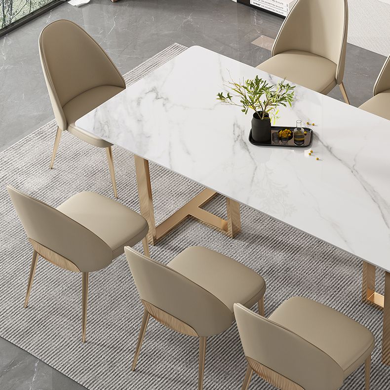Glam Sintered Stone White Dining Table Rectangle Kitchen Dining Table for Kitchen Clearhalo ' dining_table' 'Dining Tables & Seating' 'Dining Tables' 'furn' 'furn_dining_table' 'Furniture' 'furniture_dining_table' 'Kitchen & Dining Furniture' 'kitchen&dining_furn' 'kitchen' 'kitchen_dining_table' 1200x1200_54b73d1f-1432-4323-9da4-4573a5c94b6d