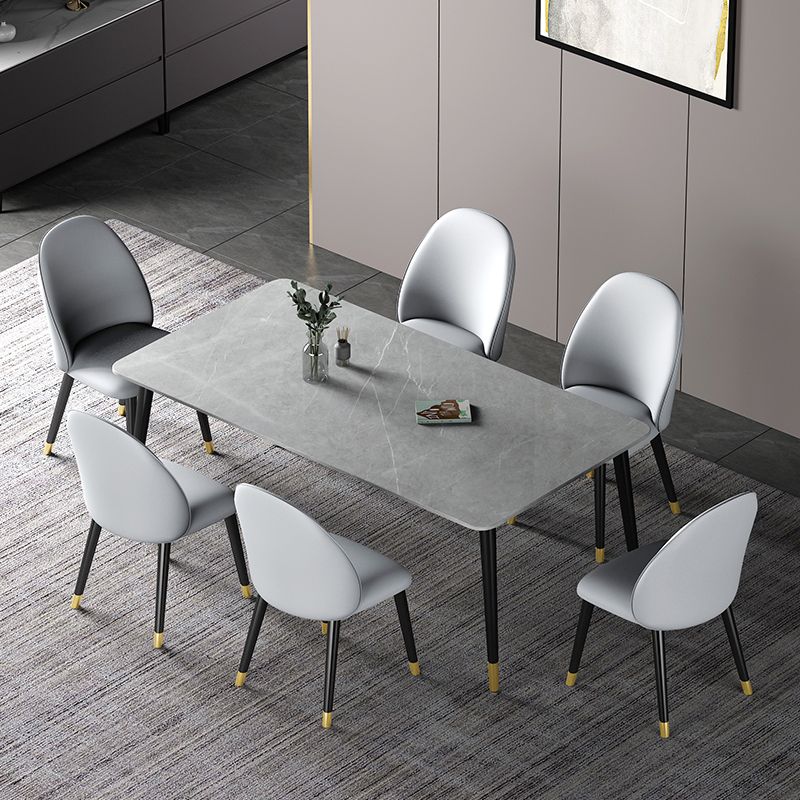 Set di tavoli da pranzo in ferro moderno 1/2/3/5/7 pezzi Dinette Set con top in pietra sinterizzata