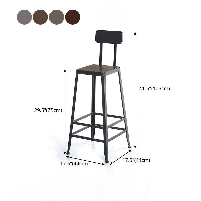 Industrial Bar and Counter Stool Low Back Stool with 4 Metal Legs Clearhalo 'Bar Furniture' 'Bar Stools' 'bar_stools' 'furn' 'furn_bar_stools' 'Furniture' 'furniture_bar_stools' 'Kitchen & Dining Furniture' 1200x1200_54b8f439-9006-46a6-a584-3124e25aeabb
