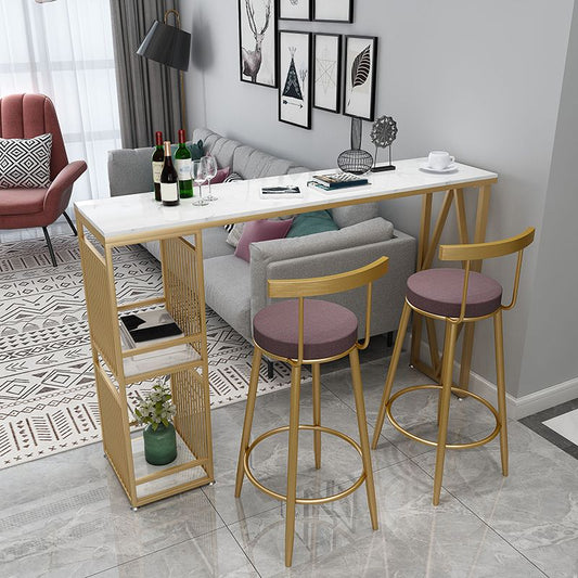 Tavolo da bistrot industriale con tavolo da bar in marmo rettangolo di stoccaggio