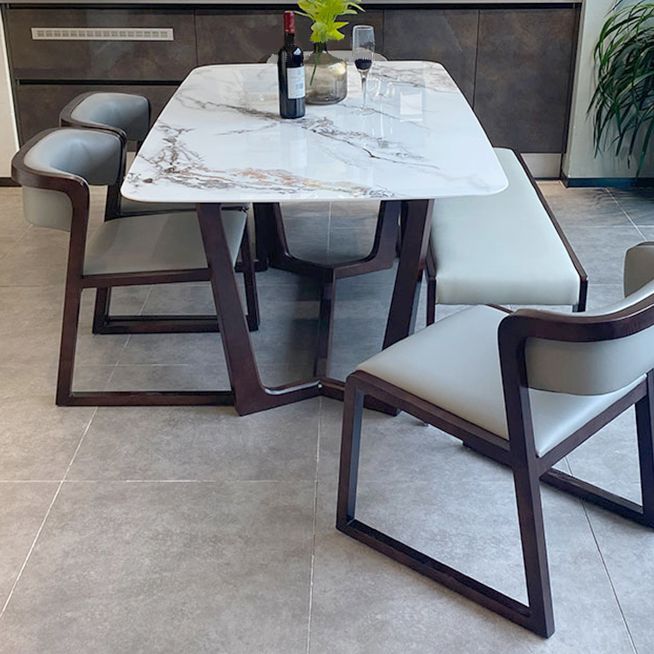 Industrial White Sintered Stone Top Dining Table Rectangle Standard Dining Table for Kitchen Clearhalo ' dining_table' 'Dining Tables & Seating' 'Dining Tables' 'furn' 'furn_dining_table' 'Furniture' 'furniture_dining_table' 'Kitchen & Dining Furniture' 'kitchen&dining_furn' 'kitchen' 'kitchen_dining_table' 1200x1200_54b9ebec-be15-486f-b949-2374c6a687b0