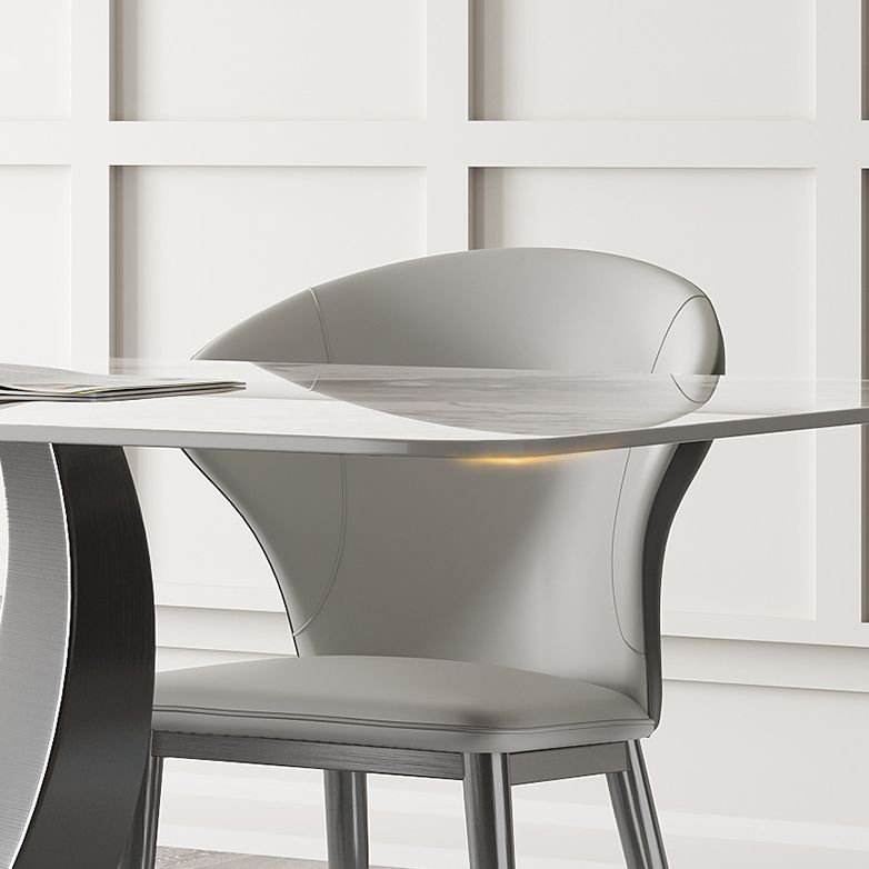 Contemporary Style Rectangle Table Sintered Stone Table with Metal Legs for Home Clearhalo 'Dining Tables & Seating' 'Dining Tables' 'dining_table' 'furn' 'furn_dining_table' 'Furniture' 'Kitchen & Dining Furniture' 1200x1200_54ba3cf3-f6b8-4a90-9a87-e826d564ba8b