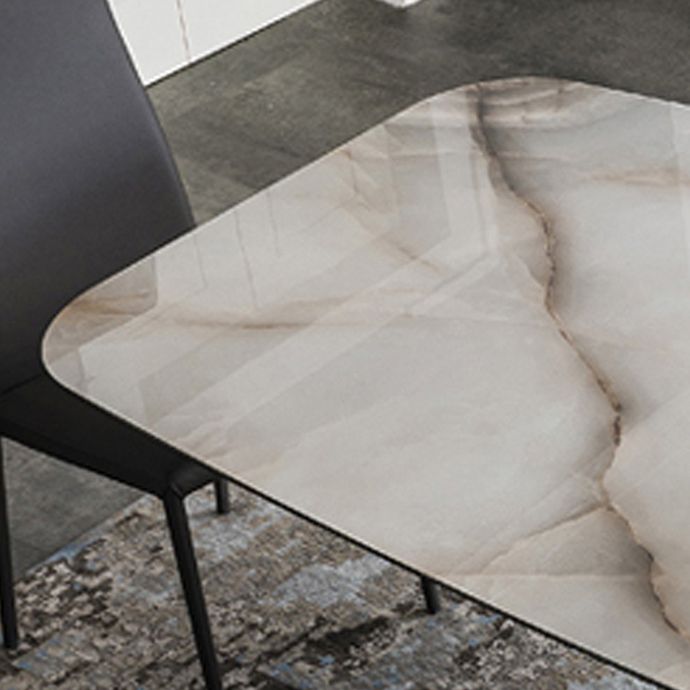 Industrial Sintered Stone Top Table Dining Table Rectangle Table with Metal Pedestal Clearhalo ' dining_table' 'Dining Tables & Seating' 'Dining Tables' 'furn' 'furn_dining_table' 'Furniture' 'furniture_dining_table' 'Kitchen & Dining Furniture' 'kitchen&dining_furn' 'kitchen' 'kitchen_dining_table' 1200x1200_54bb9515-f19e-4e5b-99a0-af3078803809