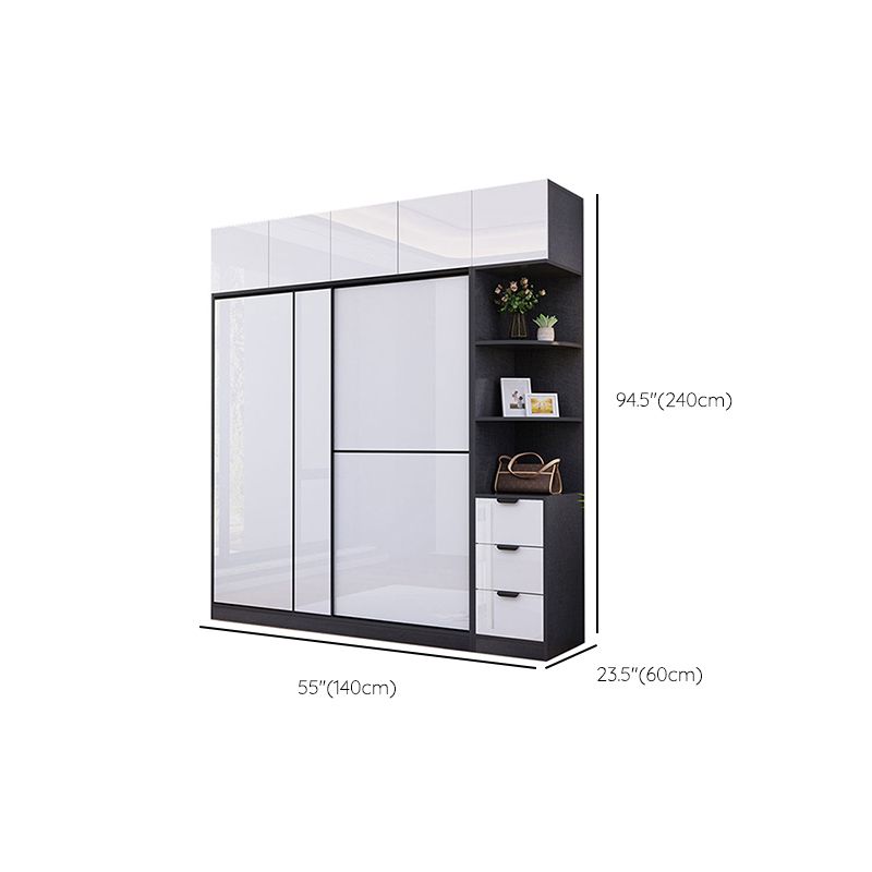 Armoire de garde-robe gris blanc placard de garde-robe moderne avec étagères